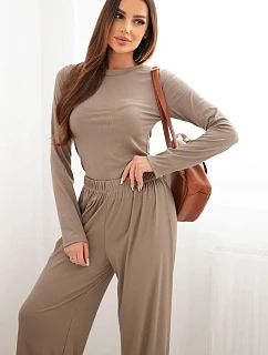 Dámska súprava z viskózy s blúzkou a širokými nohavicami fango