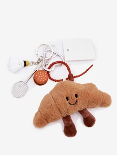 Přívěsek na klíče na kabelku Rohlík Raketa Létka Hamburger Béžový