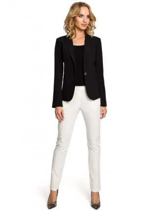 M051 Sako s jedným gombíkom a golierom s kšiltom - čierne