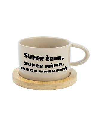 SUPER ŽENA, SUPER MAMA, MEGA ÚNAVA - krémový pohár 200 ml