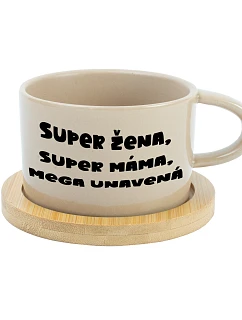SUPER ŽENA, SUPER MAMA, MEGA ÚNAVA - krémový pohár 200 ml
