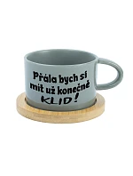 CHCEM KONEČNE MÁŤ KLID! - sivý hrnček s makrónkou 200 ml