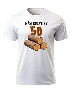 Pánské bavlněné tričko s potiskem - MÁM KULATINY 50 - bílé