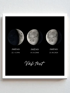 Personalizovaný magický fotob obraz v ráme – štvorcový 20x20 – fázy mesiaca v rodine