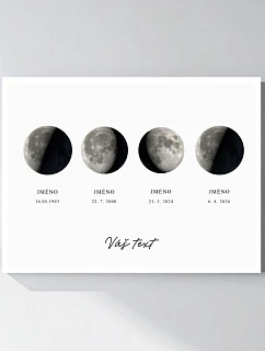 Personalizovaný magický fotob obraz v ráme – 30 x 40 – fázy mesiaca v rodine