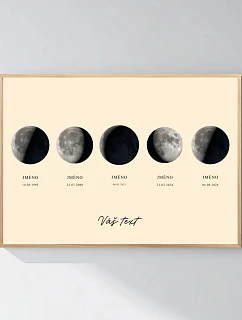 Personalizovaný magický fotob obraz v ráme – 50 x 70 – fázy mesiaca v rodine