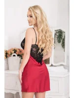 Dámska nočná košeľa Sipa / model 199998 Červená s čiernou - Kalimo