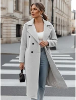 Dámsky oversize kabát CASHMELY s dlhým viazaním sivý FashionStreet NY0713