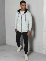 Pánska základná mikina na zips svetlo šedá FashionStreet BX5866