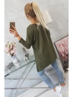 Oversize blúzka s dúhovou potlačou pier vo farbe khaki Oversize blúzka s dúhovou potlačou pier vo farbe khaki