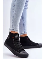 Damskie Klasyczne Wysokie Trampki Big Star T274033 Czarne