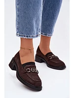 Dámské mokasiny z přírodního semiše na nízkém podpatku Vinceza 18127 Čokoládové