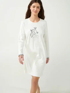 Vamp - Krémová nočná košeľa s roztomilými zajačikmi 21455 - Vamp