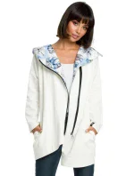 Dámska mikina s kapucňou nadmernej veľkosti na zips B091 ecru - Be Wear Dámska mikina s kapucňou nadmernej veľkosti na zips B091 ecru - Be Wear