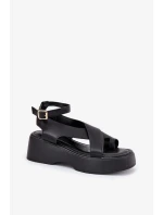 Dámske sandále na platforme WS-001 Black - GIVANA Dámske sandále na platforme WS-001 Black - GIVANA