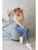 Blúzka s buff rukávmi púdrovo ružová