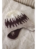 Dámska čiapka Nikol K405 biela+tmavo fialová+béžová