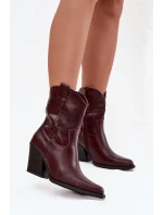 Dámske členkové topánky na podpätku D8271 Burgundy - Sweet Shoes