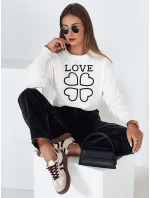 Dámsky vyšívaný sveter Love CLOVER white FashionStreet MY2337