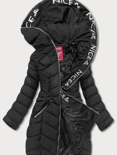 Čierna dámska páperová bunda pre prechodné obdobie (2M-001)