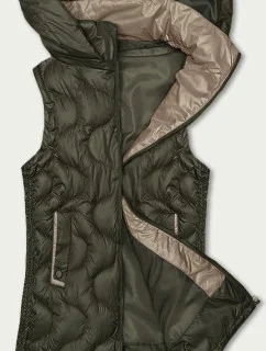 Dámska khaki vesta s ozdobným prešívaním S'West (B8338-11)