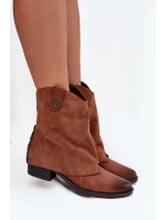 Ocieplane Botki Kowbojki Na Obcasie Camel Sylvette