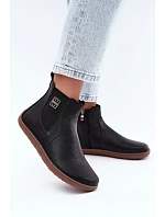 Dámske kožené poltopánky typu barefoot na zips, čierne, Altie