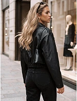 Dámska kožená bunda v štýle Ramones, čierna, FashionStreet TY6031 Dámska kožená bunda v štýle Ramones, čierna, FashionStreet TY6031