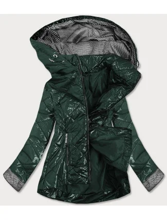 Lesklá zelená prešívaná dámska bunda (B9573)
