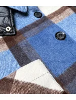 Svetlomodrá krátka károvaná košeľová bunda (AG3-1839)