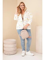 Dámske Plus veľkosť jarná bunda s malým kvetinovým vzorom žltá