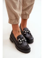 Damskie Skórzane Mokasyny Z Ozdobą CheBello 4369 Czarne