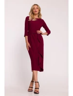 Šaty s volánom S425 bordová - Stylove
