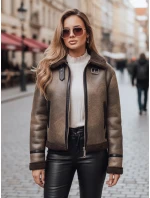 Dámska semišová bunda s ovčou kožušinou KASAMIRA coffee FashionStreet TY4740z