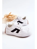 Dziecięce Skórzane Niskie Buty Sportowe Biało-Czarne Jessie