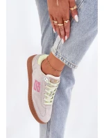 Zamszowe Buty Sportowe Sneakersy Damskie D.Franklin DFSH387005 Zgaszona Biel