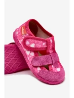 Kapcie Milami Dziecięce Na Rzepy W Serduszka Różowe Reathiana