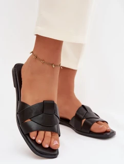 Dámské ploché pantofle s pásky Černé Marissae