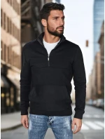 Pánska mikina s golierom čierna FashionStreet BX5885