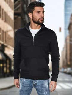 Pánska mikina s golierom čierna FashionStreet BX5885