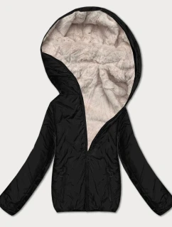 Dámska obojstranná prechodná bunda S'West black and beige (B8546-1046)
