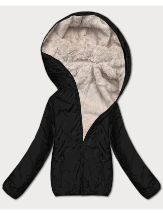 Dámska obojstranná prechodná bunda S'West black and beige (B8546-1046)