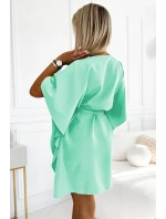 287-31 SOFIA Dámske šaty s motýlikom a viazaním v páse - MINT