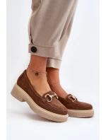 Zazoo 3429 Zamszowe Mokasyny Damskie Z Ozdobą Brązowe Zazoo 3429 Zamszowe Mokasyny Damskie Z Ozdobą Brązowe