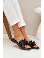 Zazoo 40381 Dámske kožené papuče na podpätku Black Zazoo 40381 Dámske kožené papuče na podpätku Black