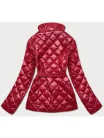Červená prešívaná dámska bunda s opaskom (BH2208) Červená prešívaná dámska bunda s opaskom (BH2208)