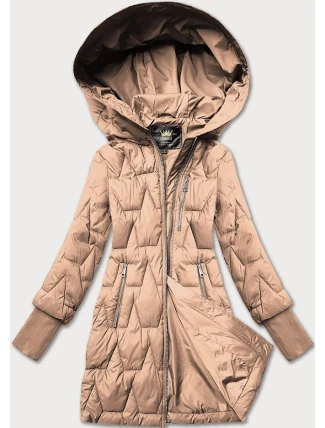 Dámska prešívaná prechodná bunda s pletenými rebrovanými manžetami Libland beige (LD-7775) Dámska prešívaná prechodná bunda s pletenými rebrovanými manžetami Libland beige (LD-7775)