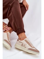 Niskie Buty Sportowe Damskie Z Eko Skóry Beżowe Iladira