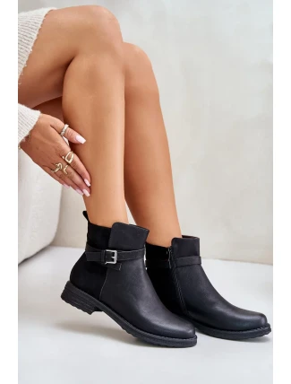 Ploché členkové topánky na podpätku s remienkom Black Sabamessa