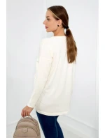 Sveter s prednými vreckami ecru